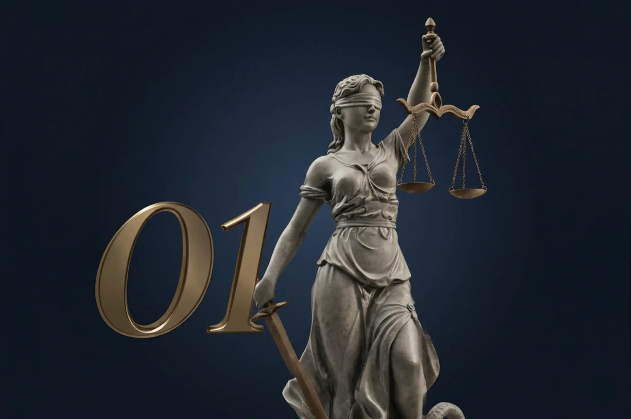 Estátua de mulher com balança simbolizando justiça, lei e equidade, ideal para escritório de advocac.