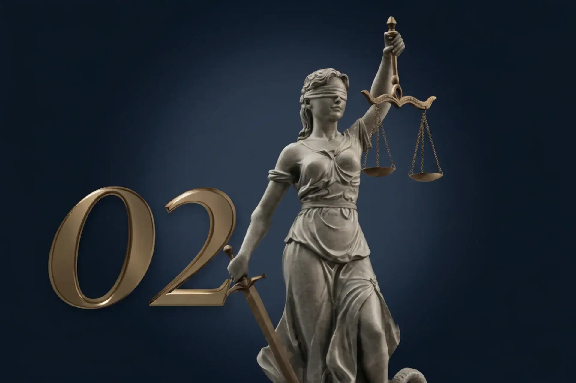 Imagem de uma estátua de justiça segurando balança e espada, simbolizando equidade e lei.